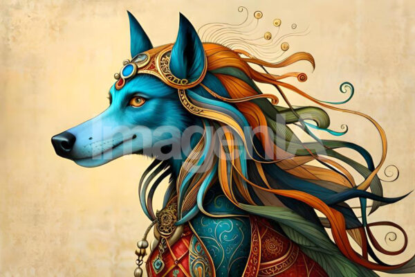 Imagen de un lobo en un estilo especial creada con Inteligencia Artificial.