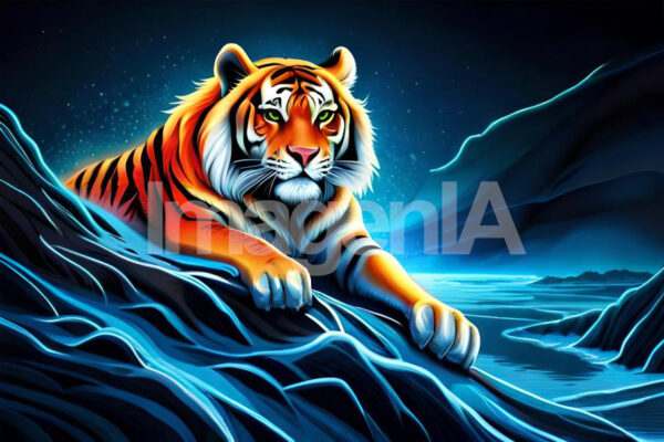 Imagen de un tigre en un estilo especial creada con Inteligencia Artificial.